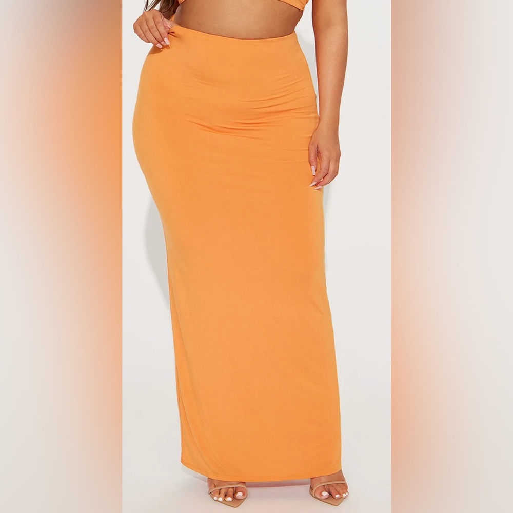 Bodycon Orange Maxi Skirt